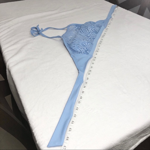 Xhilaration Crochet Lace High Neck Bikini Top Periwinkle Blue women’s D/DD - Picture 6 of 10